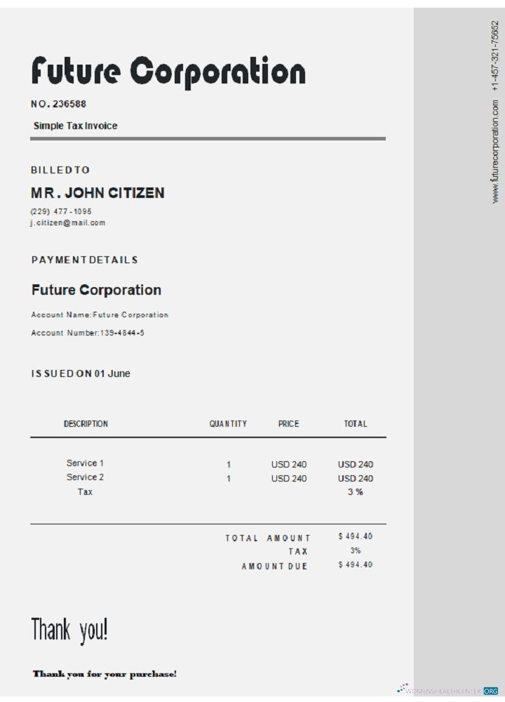 Download USA Future Corporation invoice Photoshop template